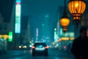 《雾港来信》中码头与灯塔交错的夜景剧照